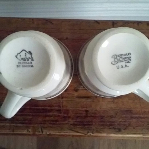 Vintage Buffalo Oneida Restaurant Ware Footed Coffee Cup Mug Brown Stripe 2 - Picture 6 of 12